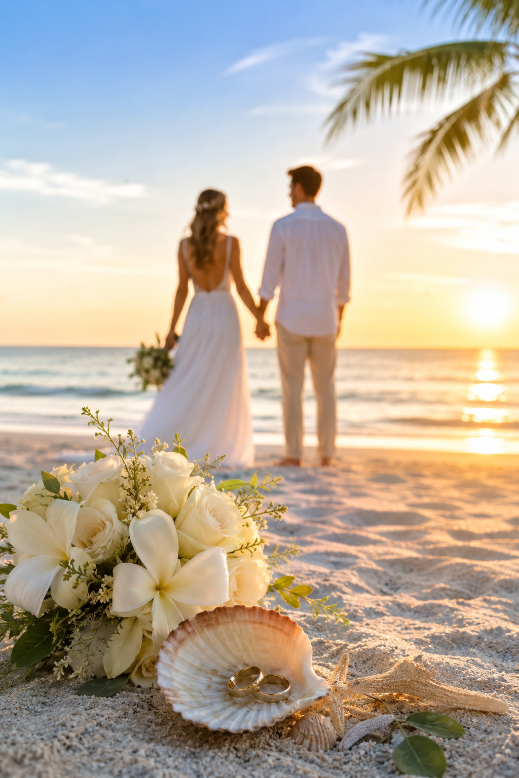 Couple eloping on a Florida Gulf Coast beach