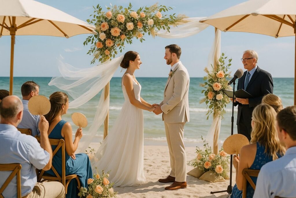 July beach weddings wind plan
