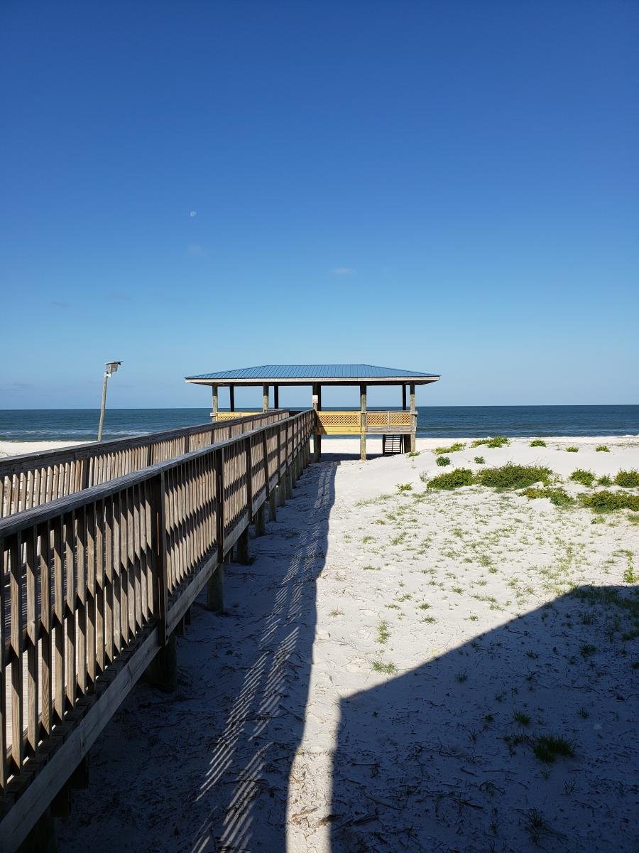 Cape Palms Park beach access and pavilion area on Cape San Blas